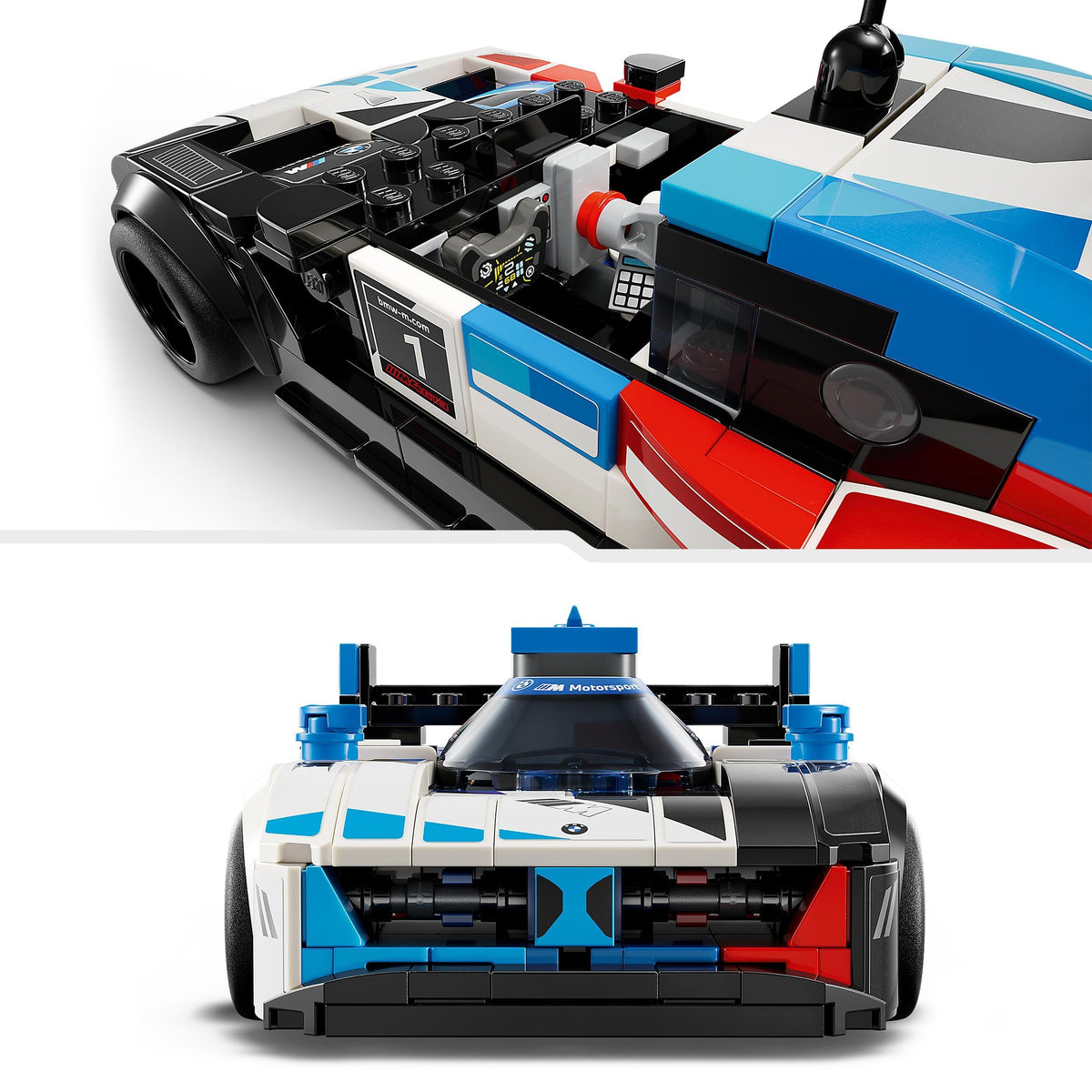 LEGO Speed Champions BMW M4 GT3 interior detail invites tactile cockpit exploration