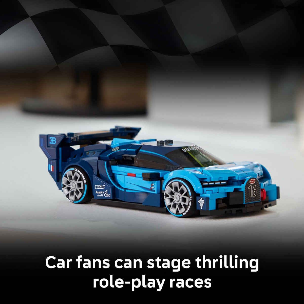 LEGO Speed Champions Bugatti Vision Gran Turismo eight-eye headlights capture iconic styling