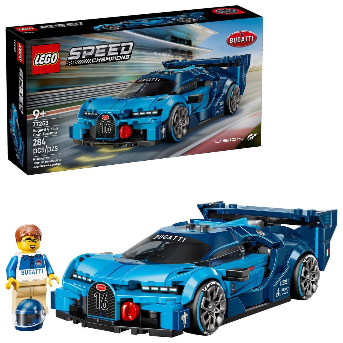 LEGO Speed Champions Bugatti Vision Gran Turismo front grille detail for authentic display