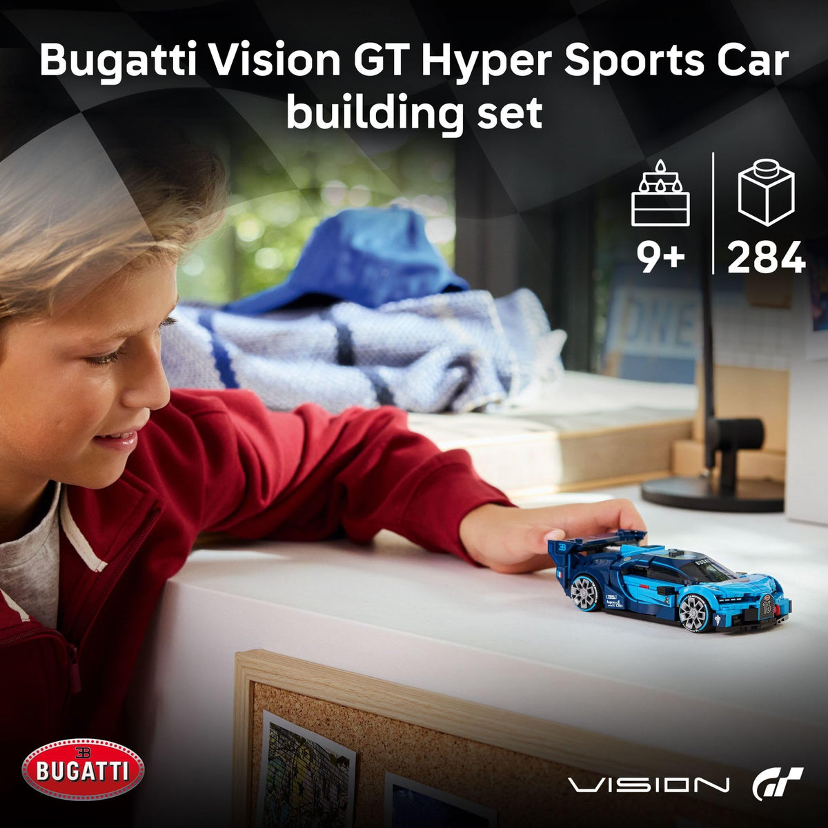 LEGO Speed Champions Bugatti Vision GT rear wing highlights authentic aerodynamics