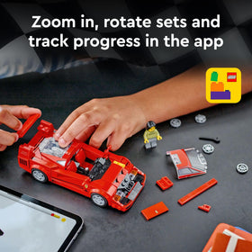LEGO Speed Champions Ferrari F40 display-ready model for shelves