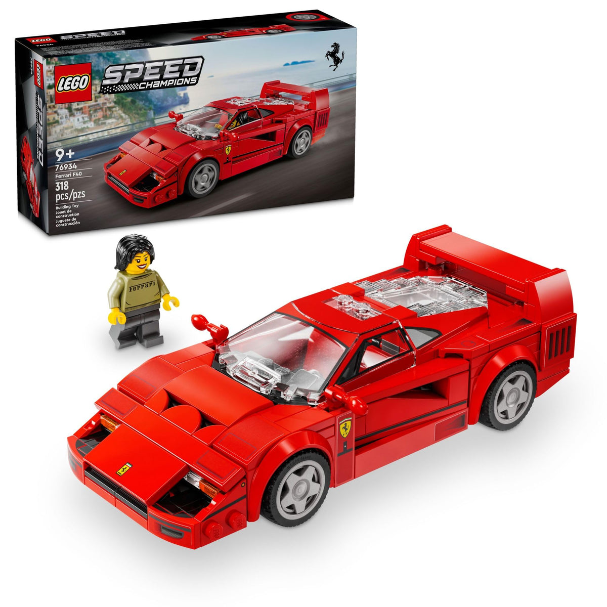 LEGO Speed Champions Ferrari F40 front nose view with authentic detailing