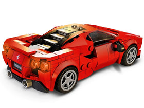 LEGO Speed Champions Ferrari F8 Tributo packaging emphasizes gift-ready appeal