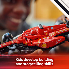 LEGO Speed Champions Ferrari SF-24 F1 sponsor decals and Pirelli branding