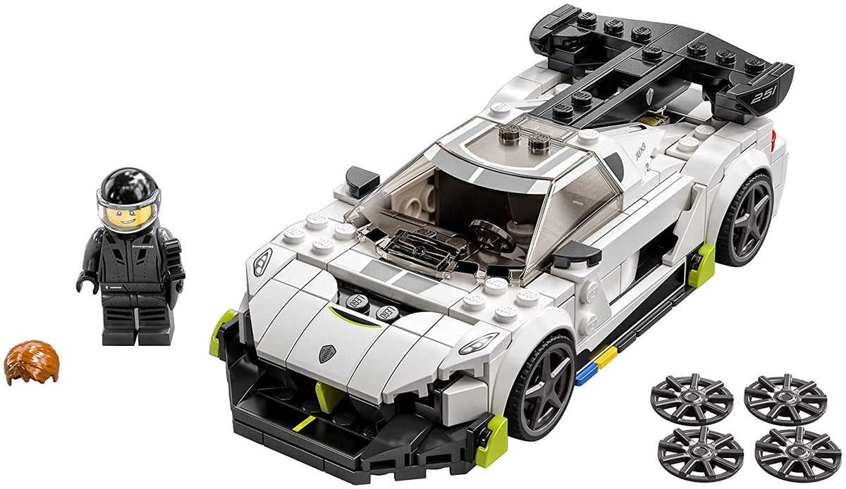 LEGO Speed Champions Koenigsegg Jesko 76900 cockpit detail and minifigure.
