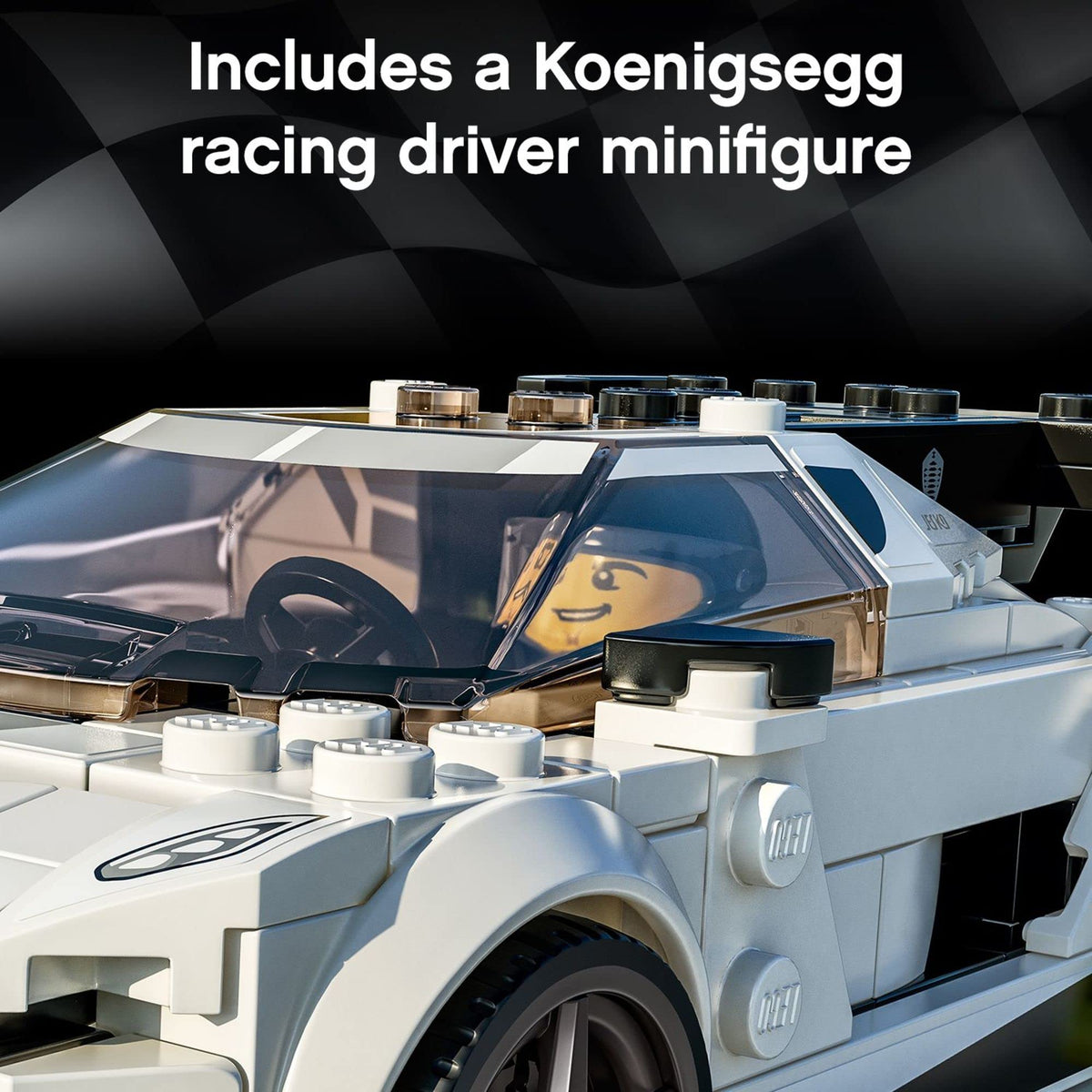 LEGO Speed Champions Koenigsegg Jesko 76900 detailed parts laid out.