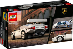 Lego Speed Champions Lamborghini Countach cockpit scene encourages creative play.