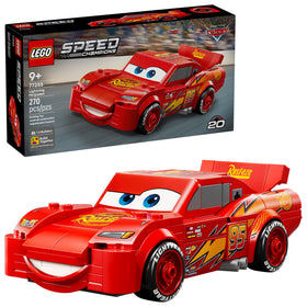 LEGO Speed Champions Lightning McQueen front view for display and play.