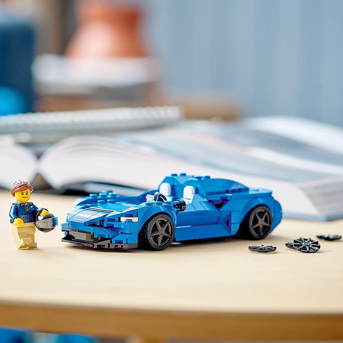 LEGO Speed Champions McLaren Elva 76902 display pose ready for photos.