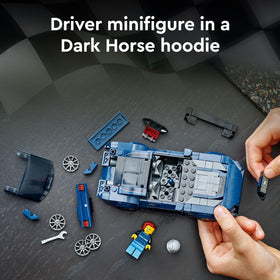 LEGO Speed Champions Mustang Dark Horse display model for shelf-ready showcase.