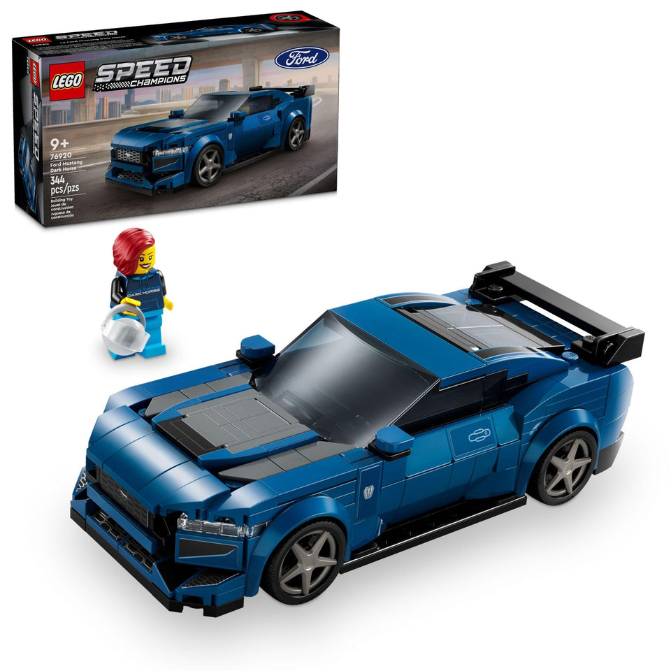 LEGO Speed Champions Ford Mustang Dark Horse with removable roof for versatile play and display.