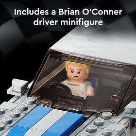 Brian O'Conner minifigure sits behind the wheel for immersive play.