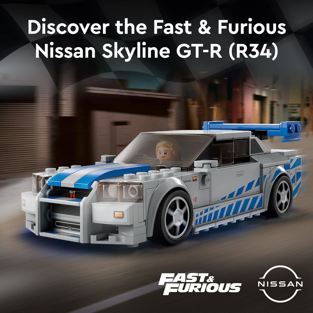 Nissan Skyline GT-R (R34) rear wing detail for a bold display.