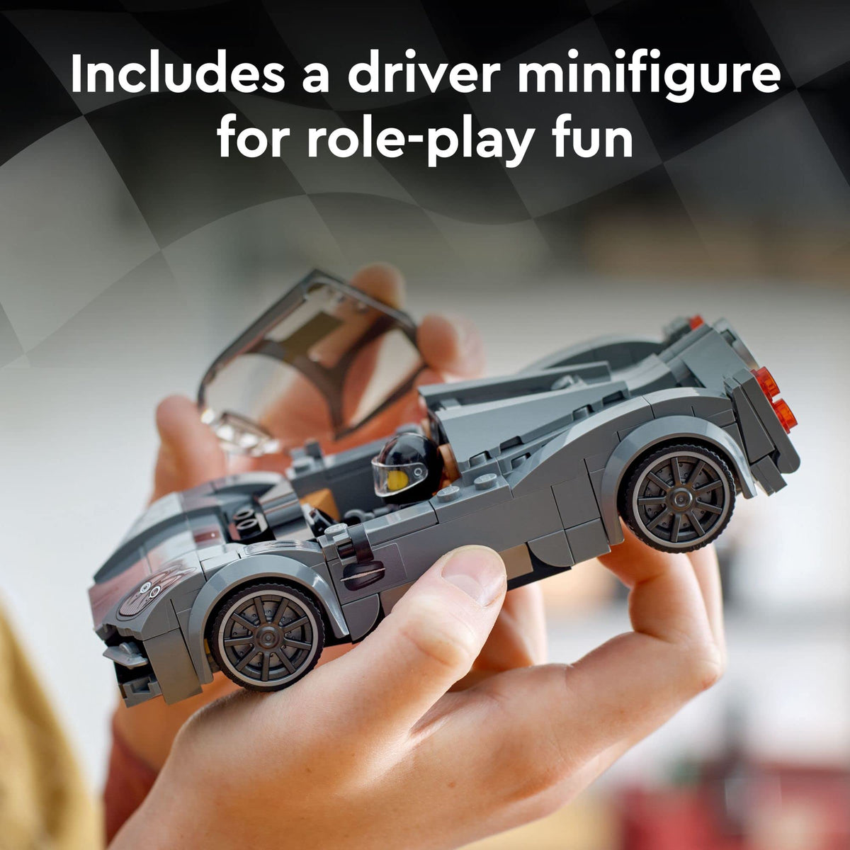 LEGO Speed Champions Pagani Utopia packaging view emphasizes portable building fun