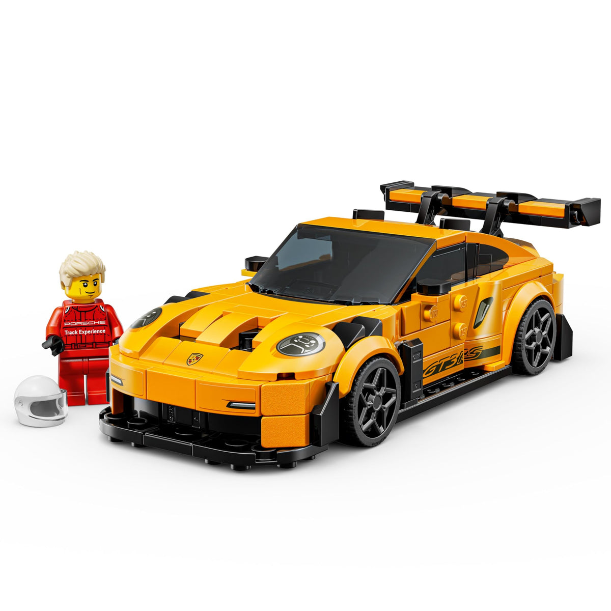 LEGO Speed Champions Porsche 911 GT3 RS driver minifigure fuels pretend track days.
