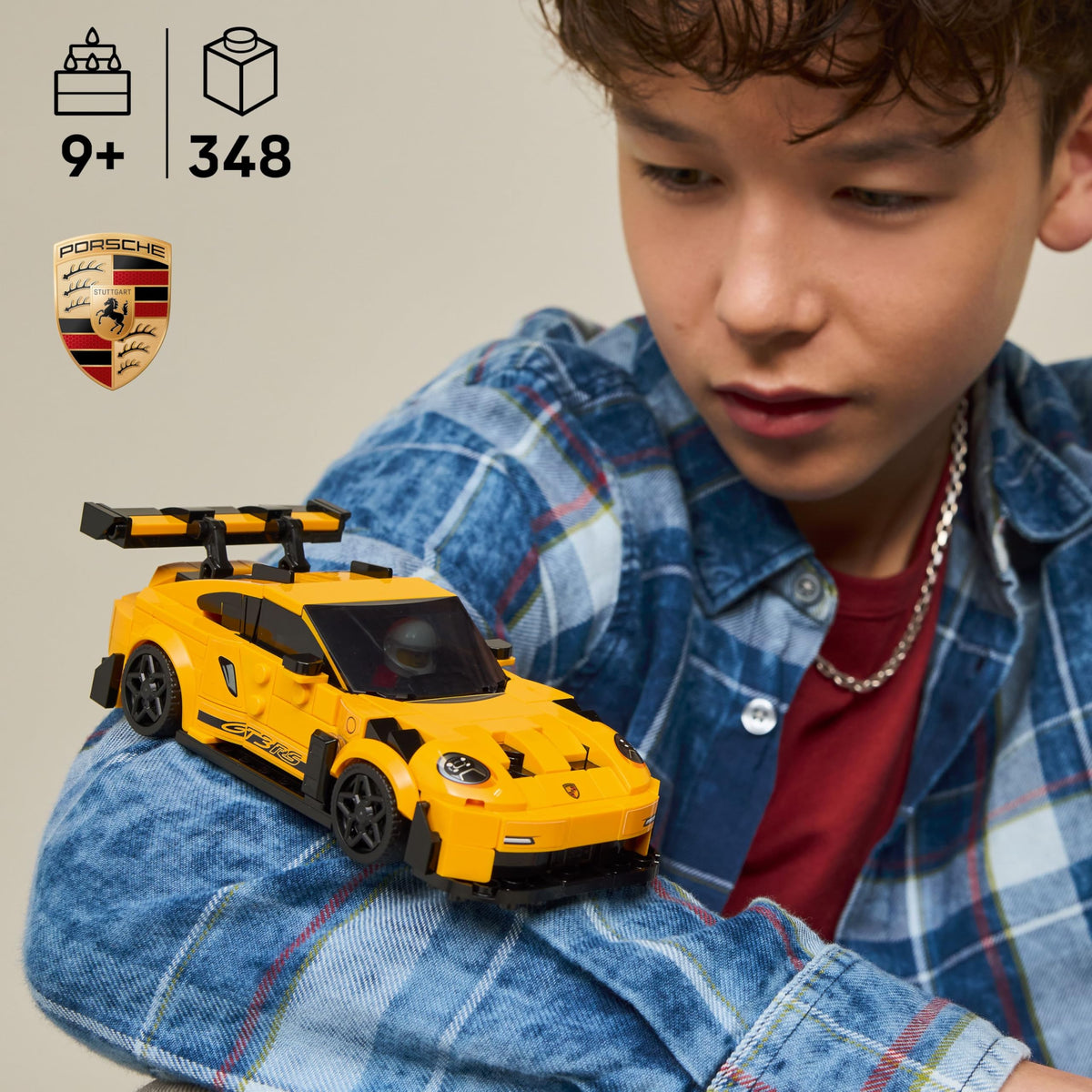 LEGO Speed Champions Porsche 911 GT3 RS rear wing showcases authentic aerodynamic detail.