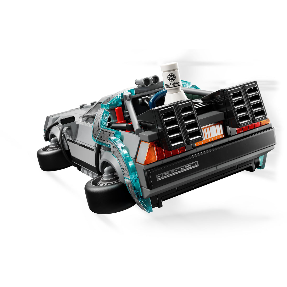 LEGO Speed Champions Time Machine assembled size shown for display-ready dimensions