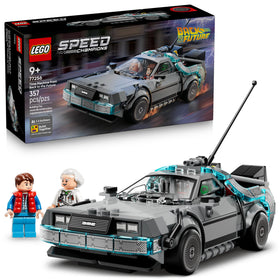 LEGO Speed Champions Time Machine front view showing the DeLorean for display and play
