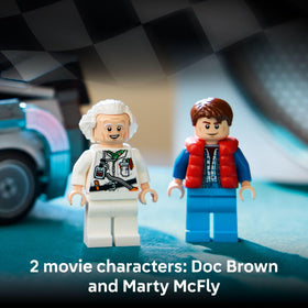 LEGO Speed Champions Time Machine with Doc Brown and Marty McFly minifigures for scenes