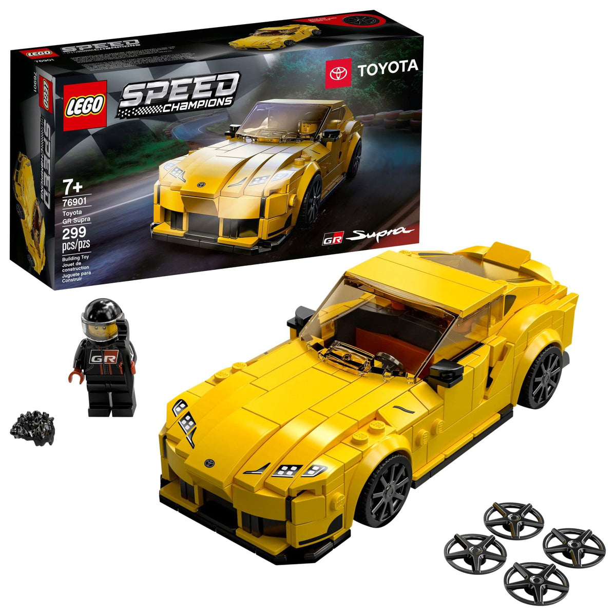 LEGO Speed Champions Toyota GR Supra 76901 front view for display and play.