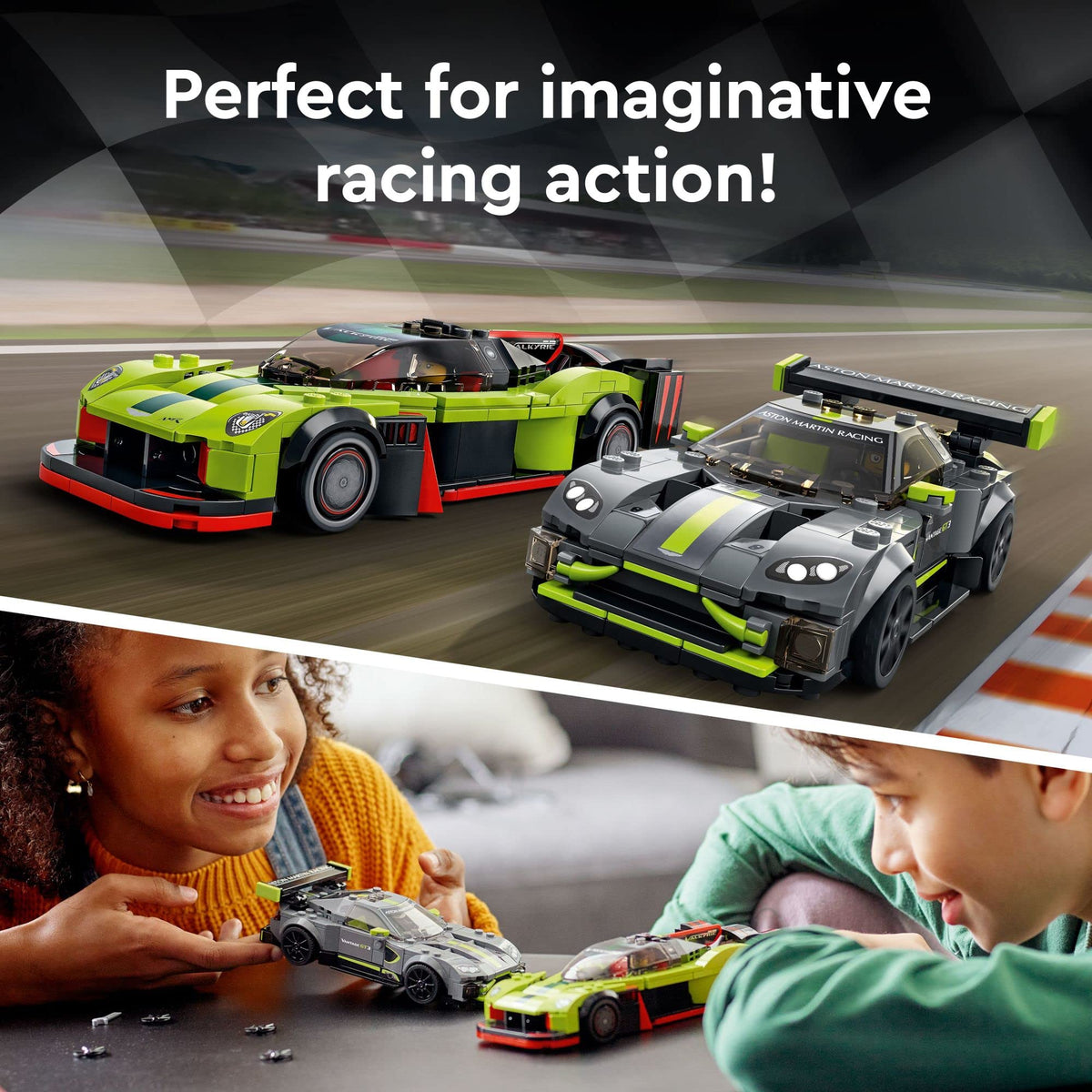 LEGO Speed Champions Valkyrie AMR Pro minifigures ready for pit-stop storytelling