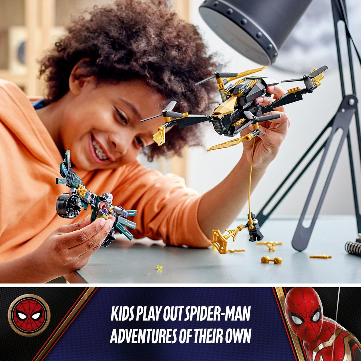 LEGO Marvel Spider-Man’s Drone Duel 4-rotor drone ready to soar.