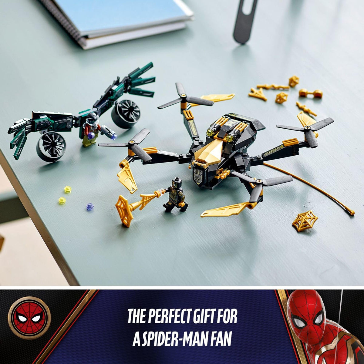 LEGO Marvel Spider-Man’s Drone Duel Spider-Man minifigure ready for web-sling battles.