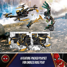 LEGO Marvel Spider-Man’s Drone Duel web attachment enables elevated aerial play.