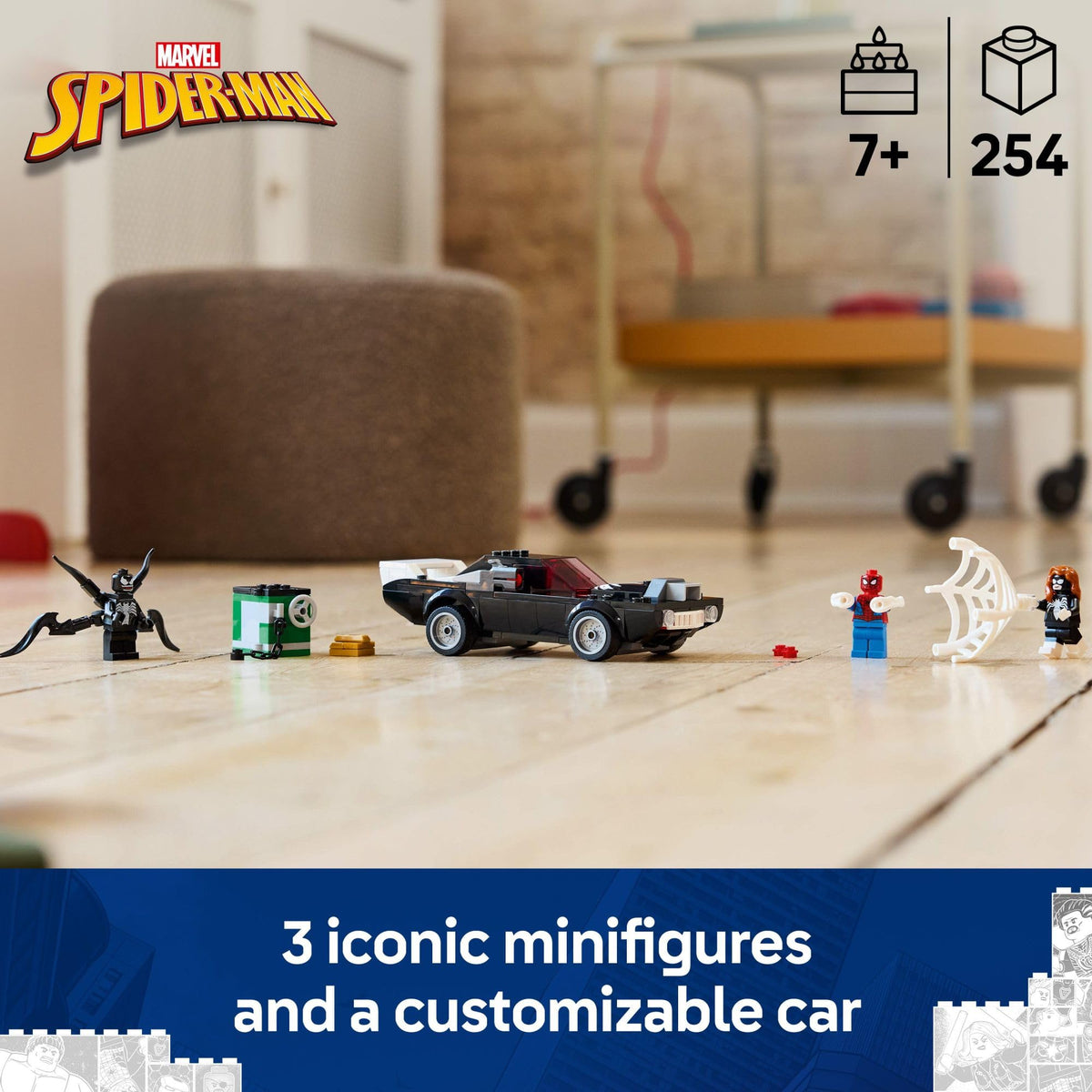 LEGO Spider-Man vs Venom Muscle Car side view for action-packed play