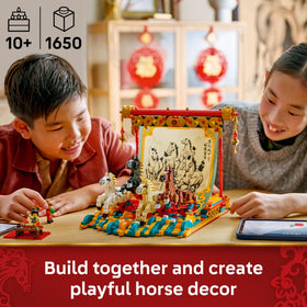 LEGO 80119 brick-built horses with poseable legs for dynamic play