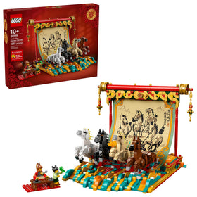 LEGO 80119 Galloping Horse Canvas backdrop with four galloping horses for festive display