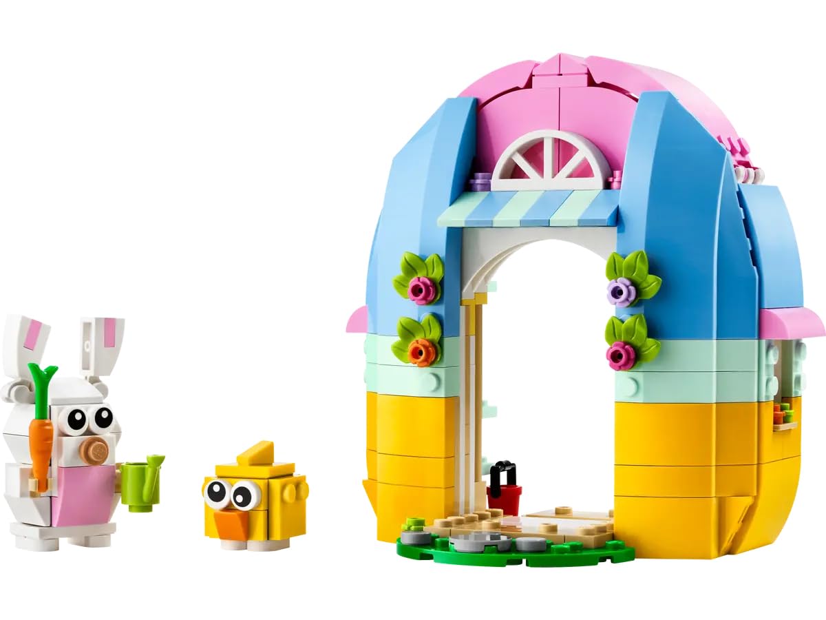 LEGO Spring Garden House arch detail invites bunny and chick through the gateway.