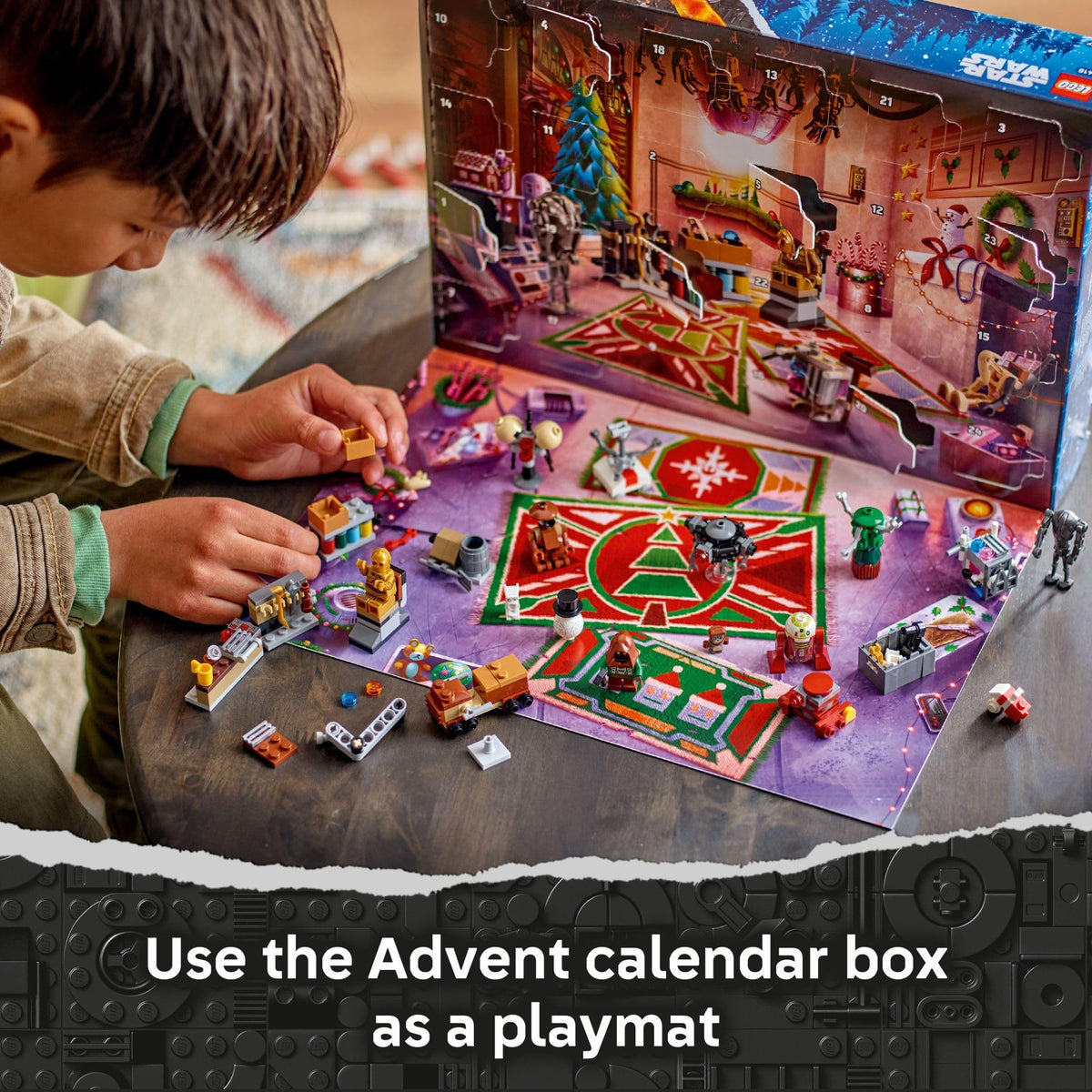 LEGO Star Wars Advent Calendar 2025 Christmas tree completes festive scene.