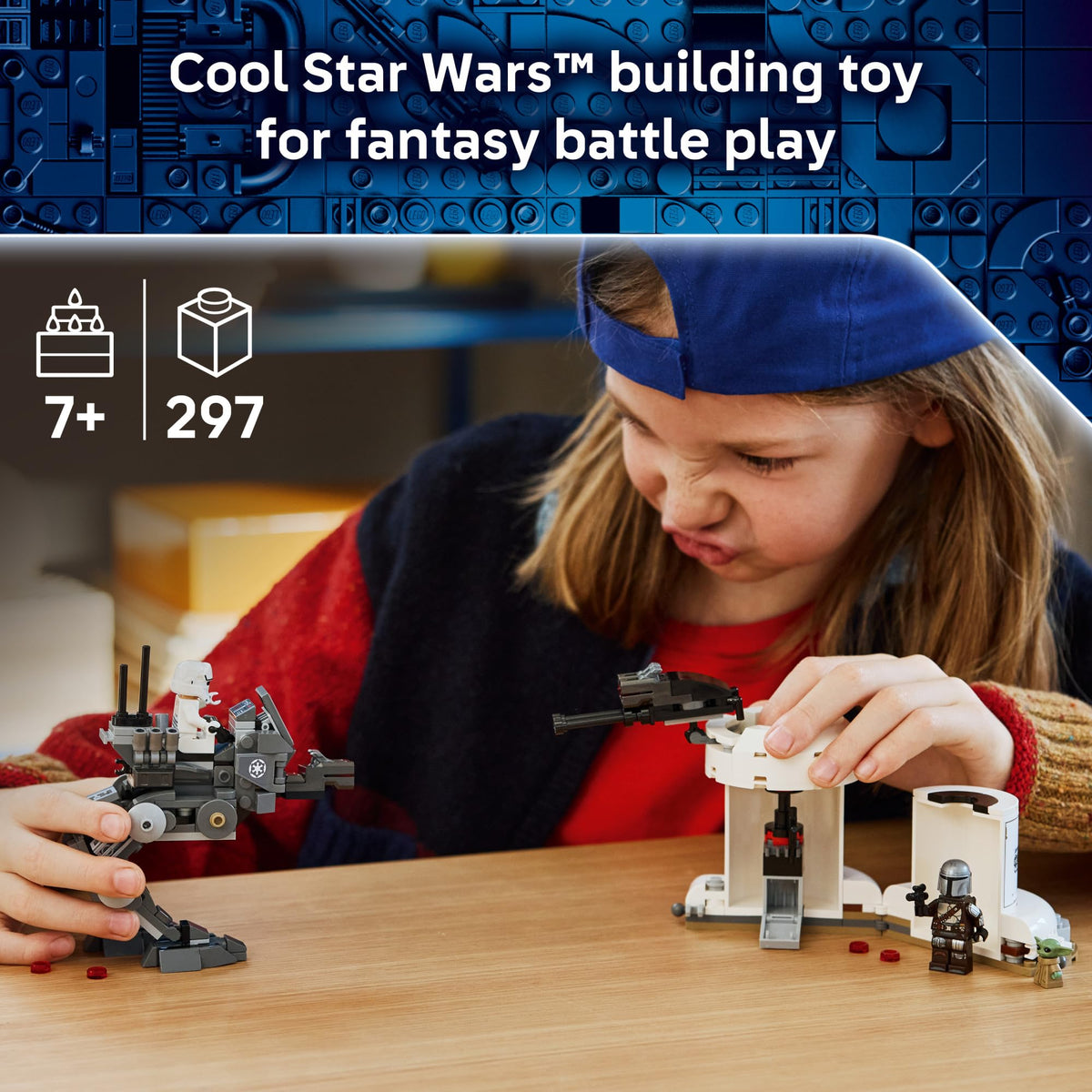 LEGO Star Wars AT-RT Attack defensive tower with rotating turret and storage.