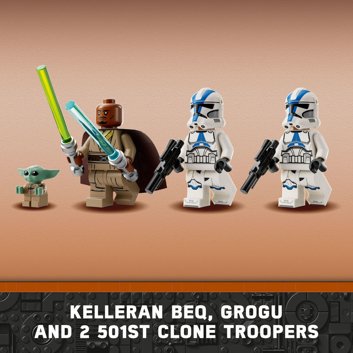 LEGO Star Wars BARC Speeder Escape Kelleran Beq minifigure inspires heroic sequences.