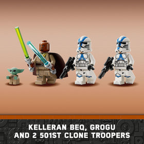 LEGO Star Wars BARC Speeder Escape Kelleran Beq minifigure inspires heroic sequences.