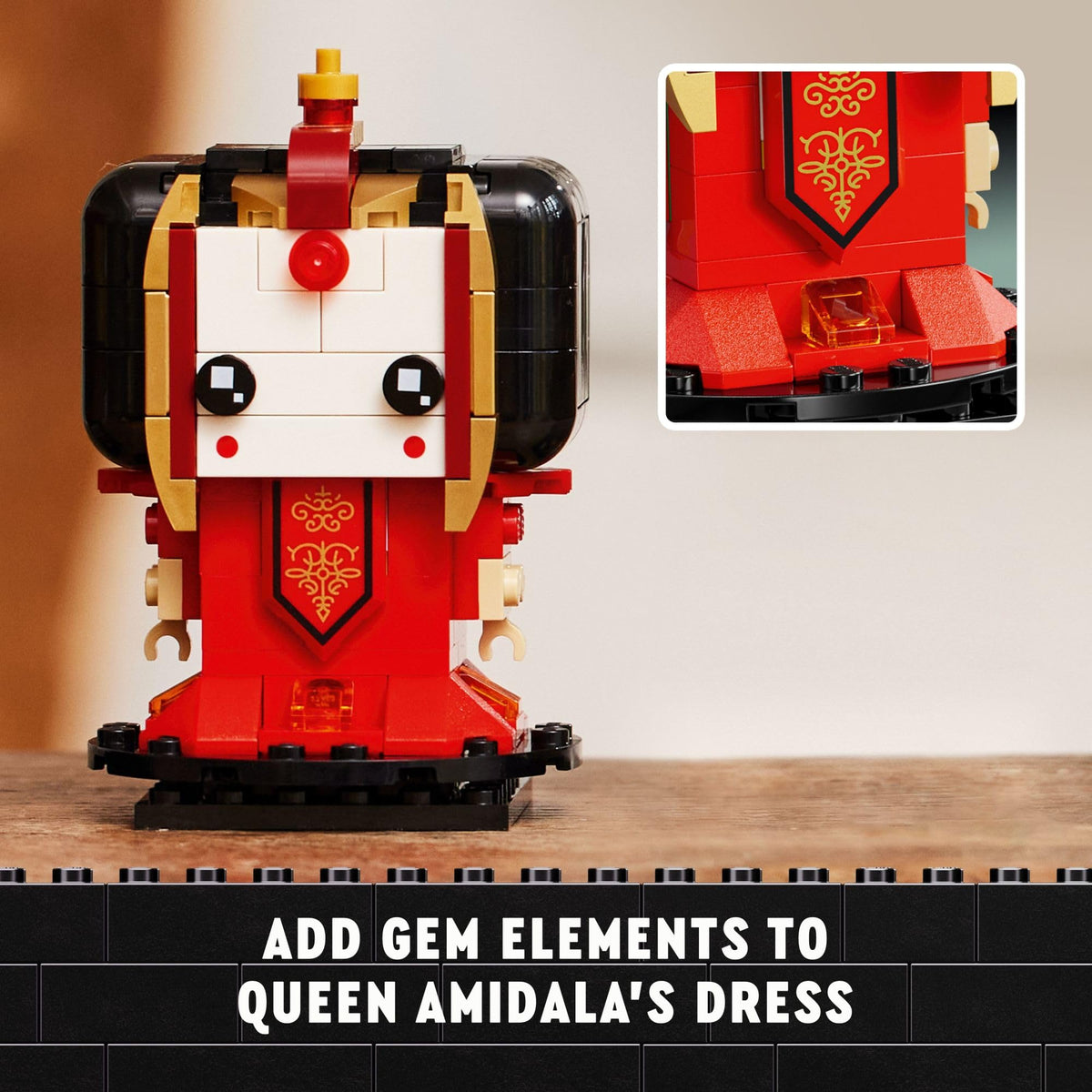 LEGO Star Wars BrickHeadz Jar Jar Binks figure for playful shelf display.