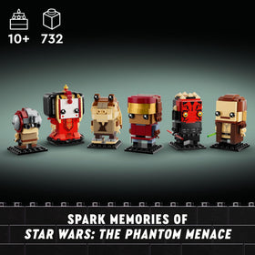 LEGO Star Wars BrickHeadz Qui-Gon Jinn in Jedi outfit for iconic display.