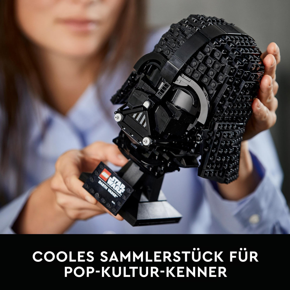 LEGO Star Wars collectible helmet on a scene-ready setup for fans and collectors