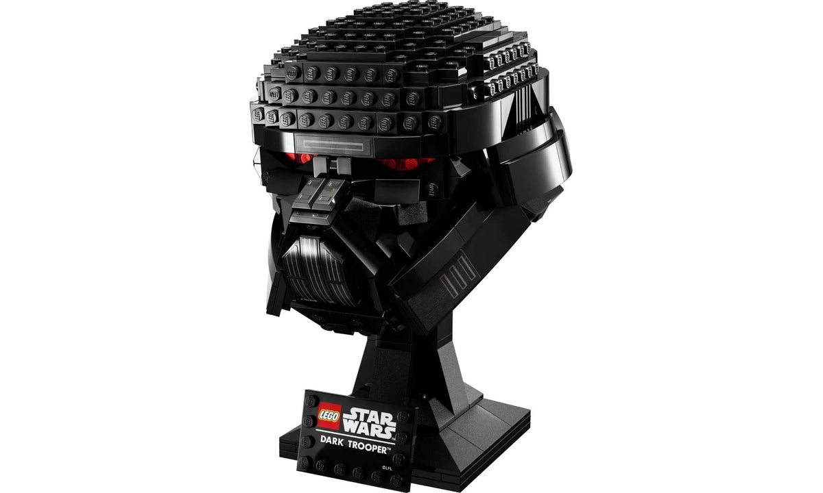 LEGO Star Wars Dark Trooper Helmet angled view highlights authentic brick detailing.