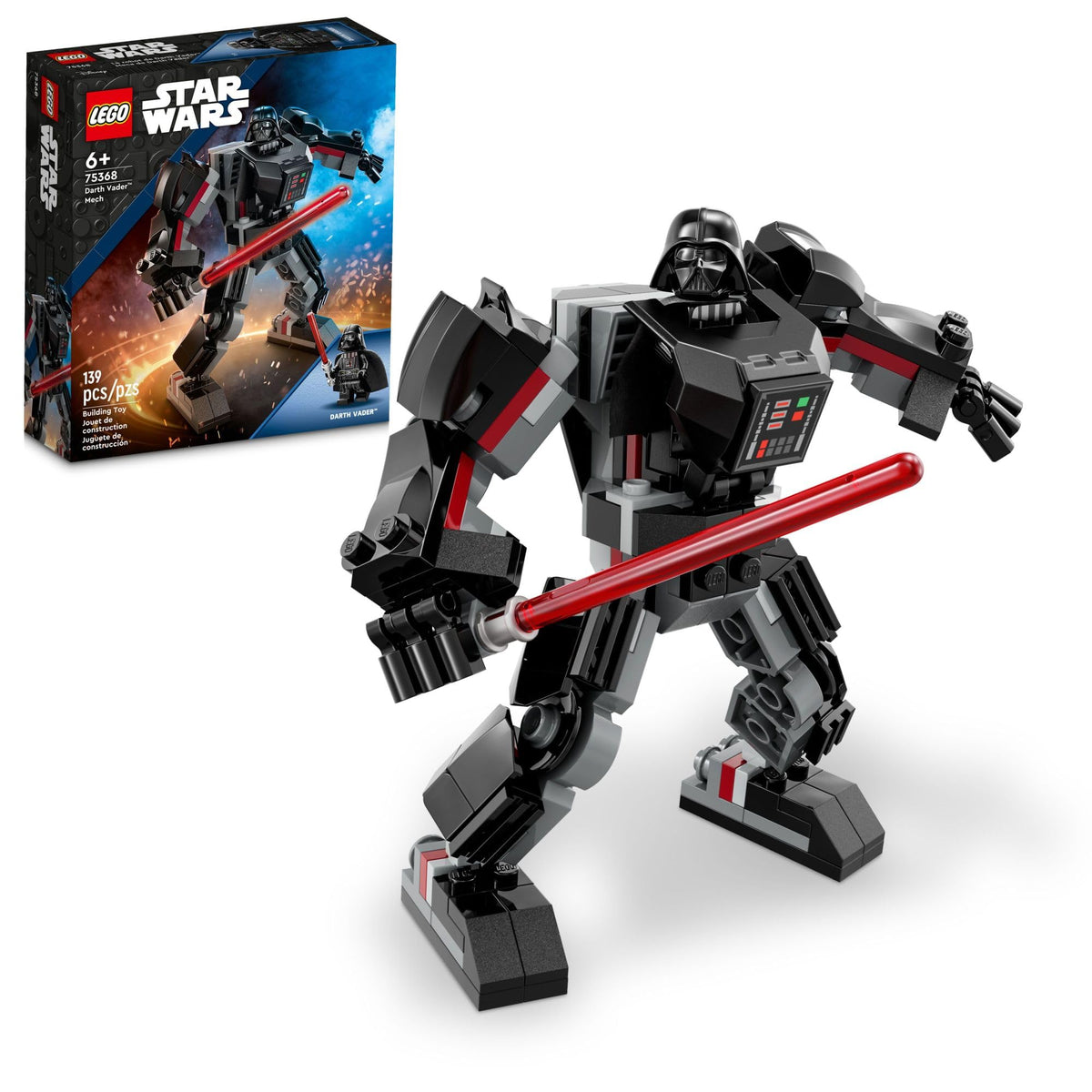 LEGO Star Wars Darth Vader Mech 75368 opening cockpit enables quick minifigure access for play