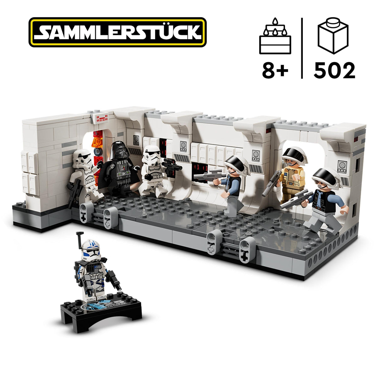 Darth Vader and stormtroopers figures enable dramatic Star Wars battles.