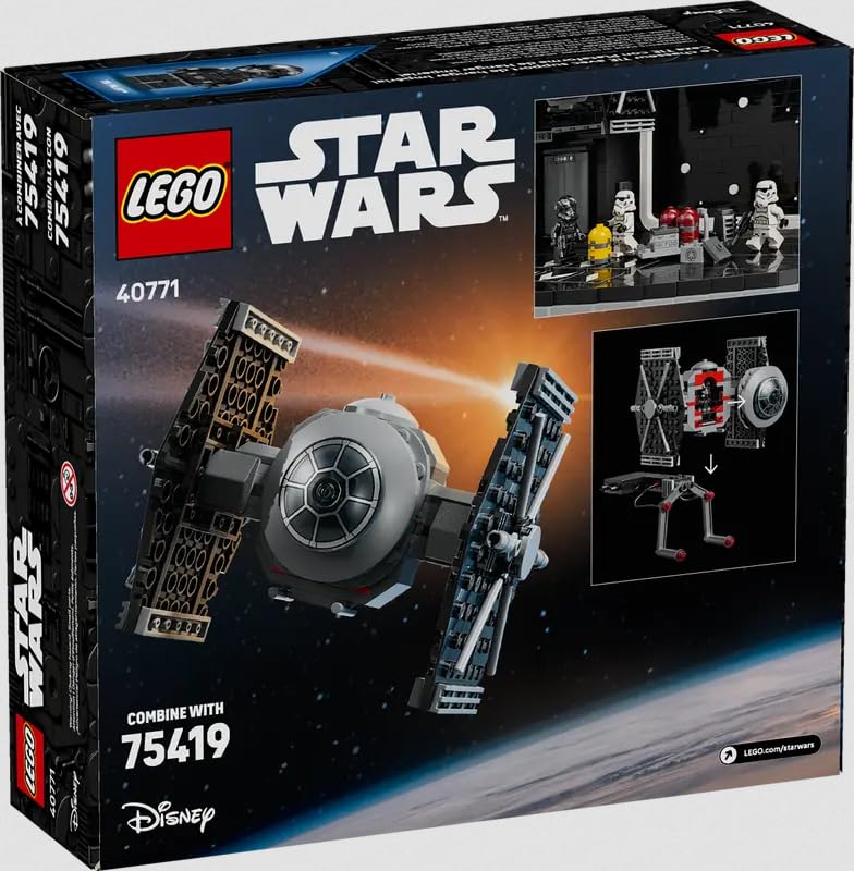 LEGO Star Wars Death Star hangar wall connection shown in display.