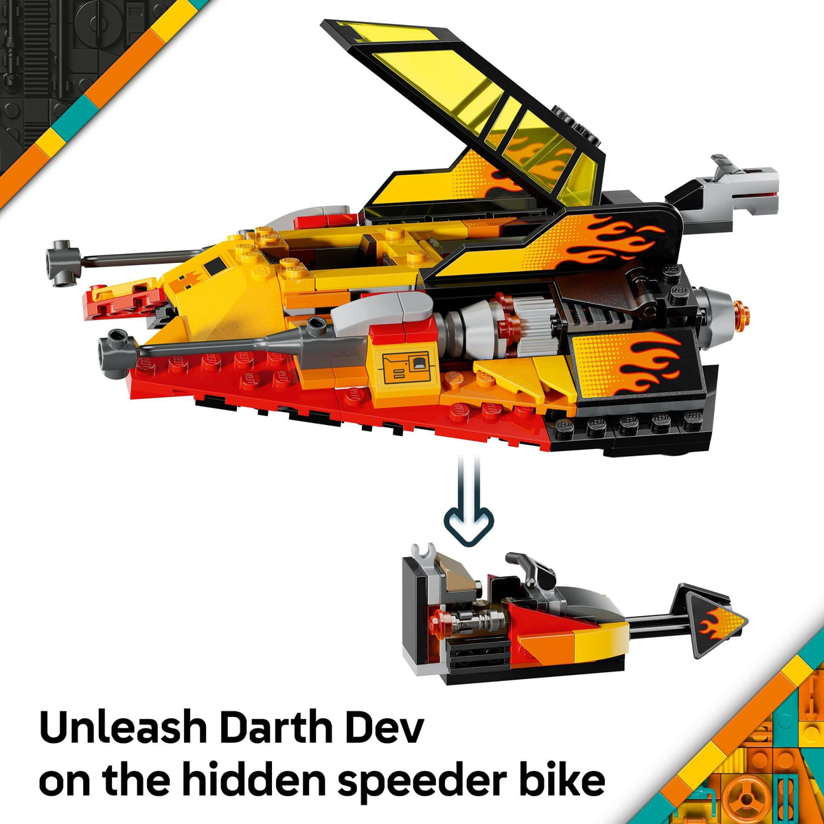 LEGO Star Wars Force Burner Snowspeeder hidden speeder bike launch action