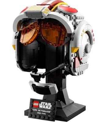 LEGO Luke Skywalker helmet stand and nameplate for elegant display.