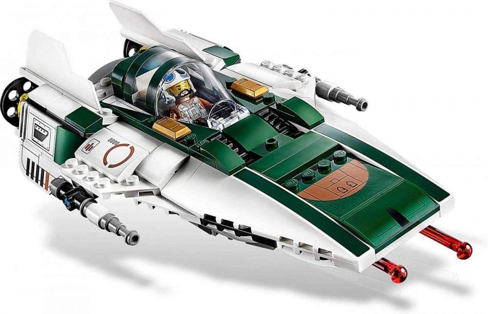 LEGO Star Wars A-Wing landing gear extended for dynamic takeoffs and landings.