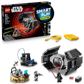 LEGO Star Wars SMART Play Darth Vader's TIE Fighter assembly shows immersive motion-activated lighting.