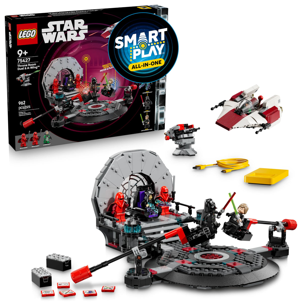 LEGO Star Wars SMART Play throne room duel setup with dynamic sounds.