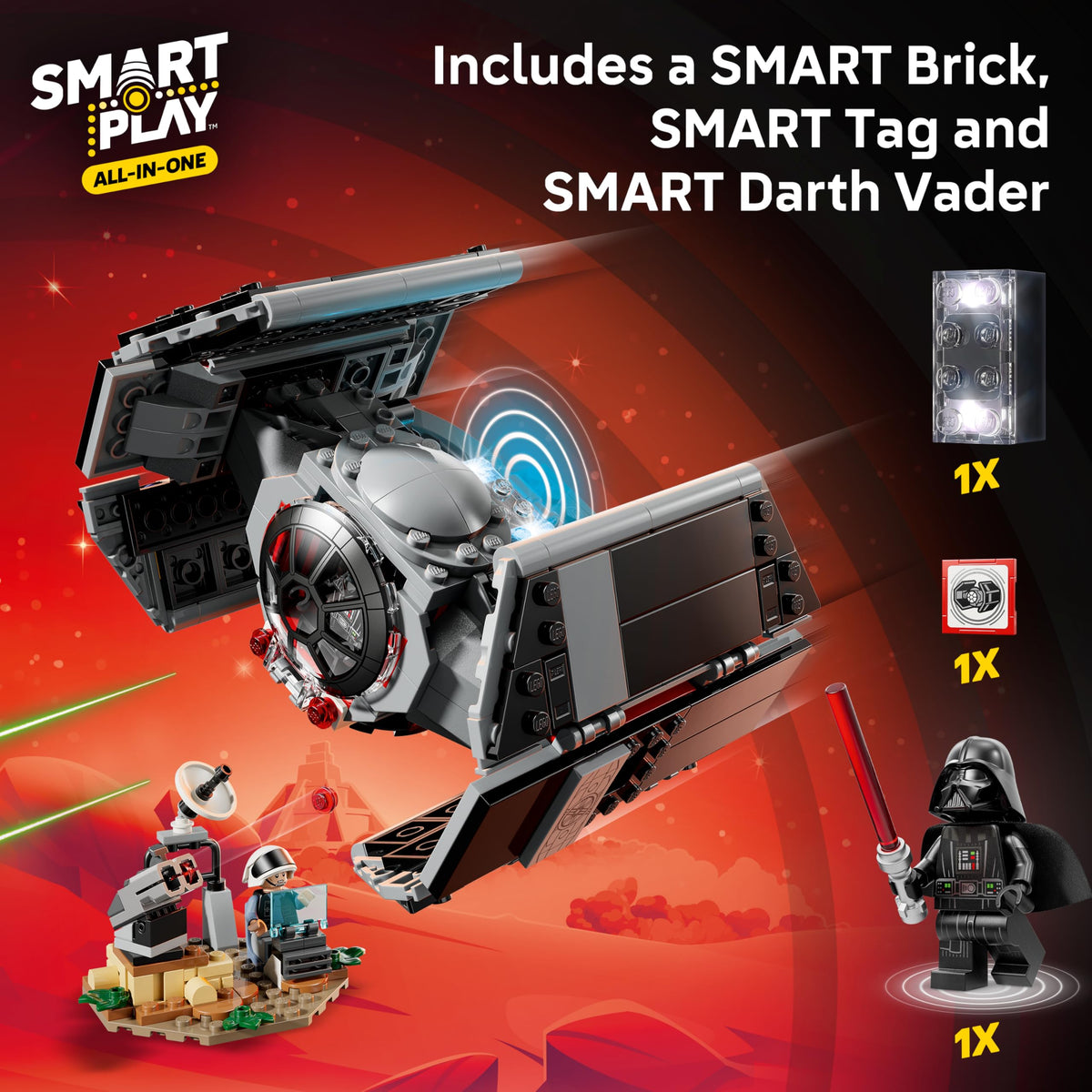 LEGO Star Wars SMART Play TIE Fighter launch action demonstrates dynamic sounds with movement.