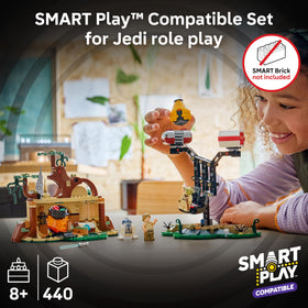 LEGO Star Wars SMART Play Yoda’s Hut roof removed reveals interior bed and cooking area
